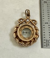 Antique Gold-Filled Watch Chain Fob with Compass Pendant and T-Bar, listing 4