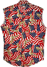 Vintage Roughrider by Circle T Americana Western Snap Shirt, Red White Blue Stars, Women's Medium, listing 6