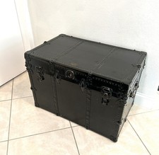 Antique Victorian Wood Slat Steamer Trunk with Metal Straps — listing 6
