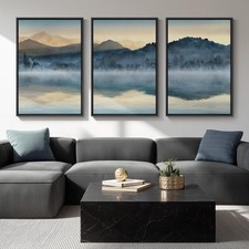 Framed Mountain Reflection Landscape Print (Mount Rainier / alpine lake scene)