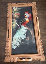 Vintage Mexican Feathercraft Cardinal Picture in Carved Wood Frame — listing 2