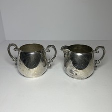 Antique Victorian Silverplate Creamer and Sugar Bowl Set with Engraved Floral Motif — listing 6