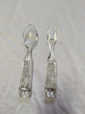 Pressed Glass Salad / Serving Spoon with Fluted Handle — listing 6