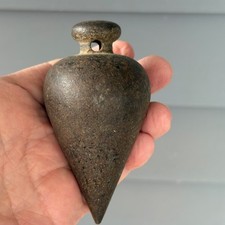 Antique 1800s Cast Iron Conical Plumb Bob with Wire Loop, 6 inch — listing 2