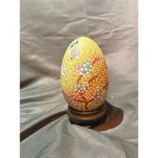 Large Chinese Cloisonné Decorative Egg with Floral Peony Design on Porcelain — listing 2