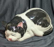Vintage Porcelain Long-Neck Cat Figurine with Pink Bow and Gold Trim — listing 6