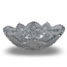 American Brilliant Period Cut Glass Bowl, 8" Diameter x 4" High, Clear Crystal with Hobstar, Fan and Cross-Hatch Motif — listing 4
