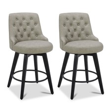 Backless Swivel Counter/Bar Stool with Faux Leather Cushion and Metal Base — listing 3