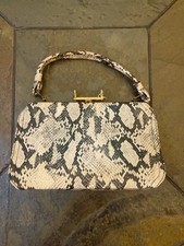 Vintage Cobalt Blue Snakeskin-Embossed Frame Clutch with Crossbody Strap, listing 2