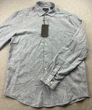 Perry Ellis Men's Linen-Cotton Blend Long Sleeve Button-Up Shirt, Gray Micro-Check, Size M — listing 5