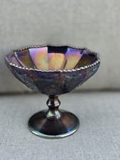 Pair of Iridescent Carnival Glass Footed Dessert / Sherbet Compotes, Made in Romania — listing 5