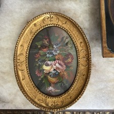 Original Oil Painting Still Life Yellow & Orange Roses in Vase, Gold Frame — listing 6