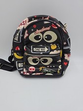 Mini Backpack with Sticker/Emoji All-Over Print and Pink Trim — listing 4