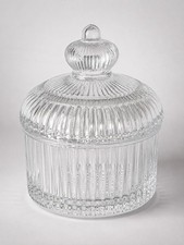 Deli Glass Covered Sugar Bowl with Pressed Floral Pattern and Finial Lid — listing 2