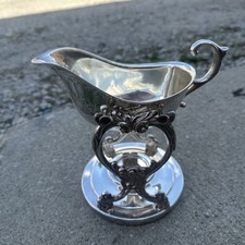 Antique Silverplate Rococo-Style Tilting Gravy/Sauce Boat with Ebonized Wood Handle on Stand — listing 4