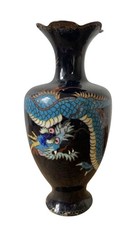 Chinese Champlevé Brass Enamel Vase with Dragon, Phoenix and Zoomorphic Handles — listing 2