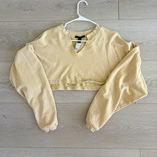 Forever 21 Cropped Sweatshirt, Orange Pink & White Tie Dye, Size S
