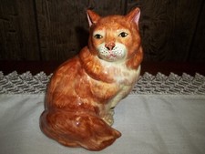 Vintage Porcelain Long-Neck Cat Figurine with Pink Bow and Gold Trim — listing 5