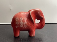 Hand-Carved Marbled Gemstone Elephant Figurine with Raised Trunk — listing 2