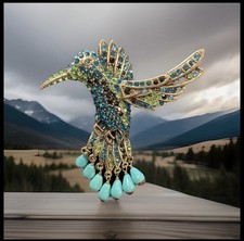 Heidi Daus Crystal Hummingbird Pendant Necklace with Green Beaded Strand