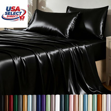 Black Satin/Silky Bedding Item (Fitted Sheet or Pillowcase Set), Maker Unknown — listing 6