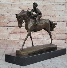Bronze Jockey on Horse Sculpture on Marble Base (after Isidore Bonheur) — listing 6
