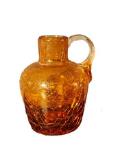 Vintage Amber Crackle Glass Miniature Pitcher / Creamer with Applied Handle — listing 4