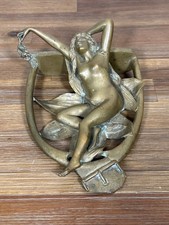Art Nouveau Style Bronzed Figural Sculpture of a Maiden Arranging Her Hair, on Circular Base with Tree Trunk Support, approx 24" tall — listing 6