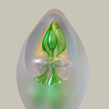 Frosted Glass Cathedral-Arch Paperweight with Cameo Saint Francis Figure, listing 5