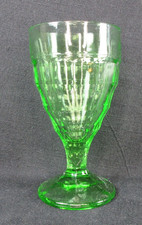 Uranium Green Glass Cordial/Wine Goblet with Sandwich Lace Pattern, 4.5 inches — listing 5