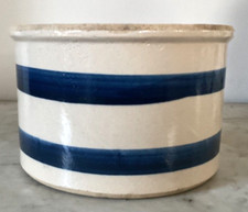 Vintage Stoneware Mixing Bowl with Blue Stripes — listing 6