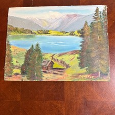 Digitally-Stylized Lakeside Park Landscape Art Print (Split-Rail Fence, Pier & Bare Tree) — listing 6