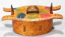 Antique Hand-Painted Round Wooden Bentwood Spice/Trinket Box with Floral Decoration — listing 4