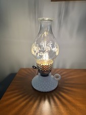 Vintage Milk Glass Hurricane Table Lamp with Hand-Painted Floral Decoration — listing 2
