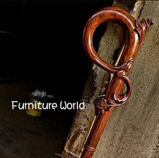 Wooden Walking Stick / Cane with Rounded Knob Handle and Inlaid Bone Dot Accents — listing 2