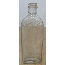 Vintage Creomulsion Cough Medicine Embossed Clear Glass Bottle — listing 2