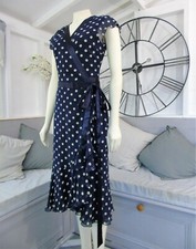 Hobbs Black & Tan Polka Dot Long Sleeve Midi Dress — listing 4