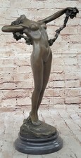Art Deco Cast Metal Nude Figural Boudoir Lamp with Red Glass Panel