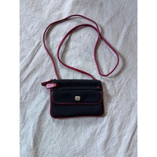 Small Black Nylon Crossbody Utility Pouch with Red/Black Stripe and Red Lining Yes - there is a printed label inside — listing 5