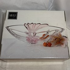 Mikasa Frosted Orchid Oval Glass Dish with Gold Rim — listing 3