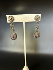 Sterling Silver Amethyst & Marcasite Halo Stud Earrings — listing 6
