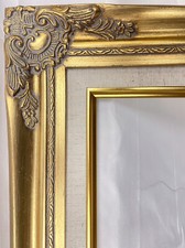 Vintage Ornate Gilt & Oak Wood Framed Wall Mirror with Pierced Scrollwork — listing 2