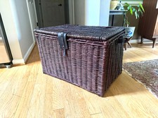 Woven Rattan and Bamboo Storage Trunk / Blanket Chest with Diamond Lattice Design — listing 5