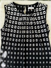 Calvin Klein Multi-Colored Geometric Print Sleeveless Pleated Neck Top, Size Medium — listing 4