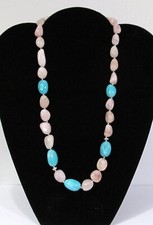 Beaded Station Necklace with Faceted Quartz, Amazonite Coin Beads & Crystal Bicone Accents — listing 6