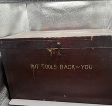 Antique Carpenter's Tool Chest with Hand Tools and Coshocton Union No. 525 Working Cards — listing 5