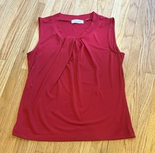 Calvin Klein Multi-Colored Geometric Print Sleeveless Pleated Neck Top, Size Medium — listing 5