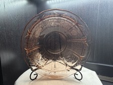 Pink Depression Glass Cherry Blossom Pattern Serving Plate / Cake Plate — listing 2