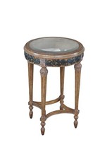 Louis XV Style Tripod Pedestal Side Table with Leather Top, Brass Gallery & Ormolu Mounts — listing 3