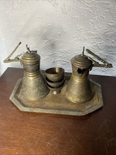 Vintage Brass Engraved Miniature Coffee/Tea Set with Tray, Coffeepot, Sugar Bowl and 4 Goblets — listing 3